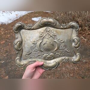 Vintage Art Nouveau Metal Card Tray